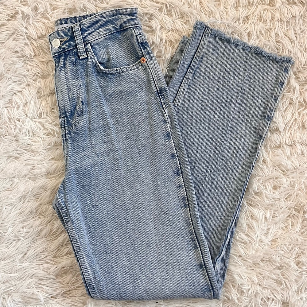 Zara high waisted wide leg medium wash jeans